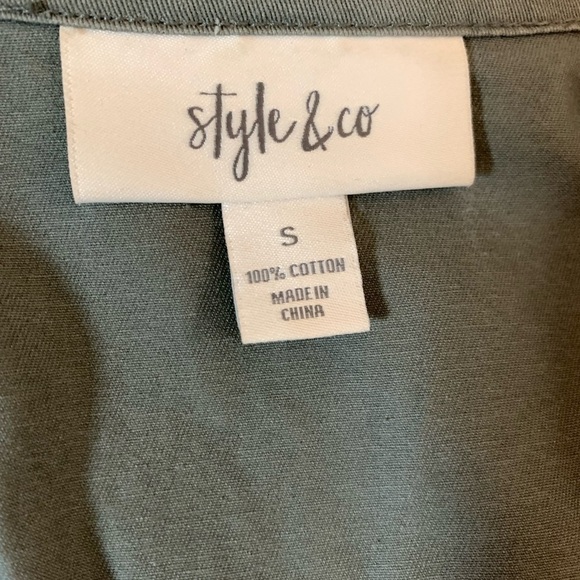 Style & Co Women Hooded Khaki  Green Anorak Jacket Size Small 100% cotton - Picture 5 of 6